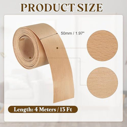 uxcell 2 Inch x 13ft Wood Veneer Edge Banding, Pre-Glued Flexible Beech Edging Strips, Iron on with Hot Melt Adhesive Wood Tape for Cabinet Repair and Furniture Restoration - size: 2 Inch x 13ft