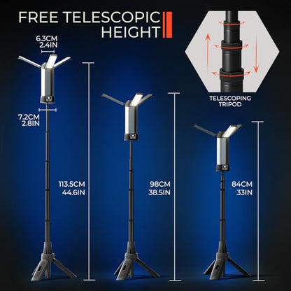Rechargeable Work Light with Stand, Magnetic Base, Hook & Tripod (Small) - color: Black Small Rechargeable Work Light with Tripod