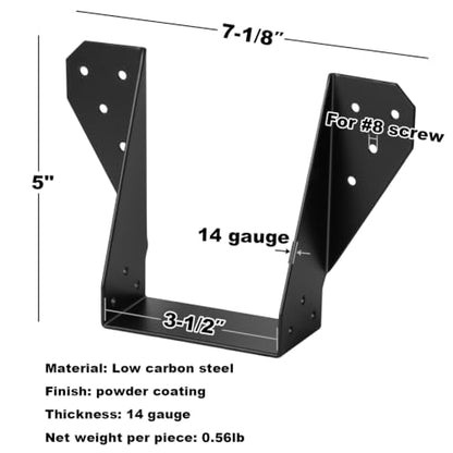 GBGS 10 Pcs Black 4 x 6 Face-Mount Joist Hanger