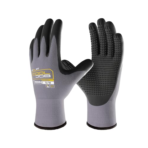 COOLJOB 3/6/12 Pairs Nitrile Nitrile Dipped Nylon Safety Work Gloves - size: Large, style: Classic Style(3 Pairs)