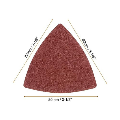 HARFINGTON 100pcs Triangular Hook & Loop Sandpapers 100 Grits 3-1/8" Aluminum Oxide Sanding Pads Random Orbital Mouse Detail Sander Papers Oscillating Multi Tool Sheets - size: 100 Grits