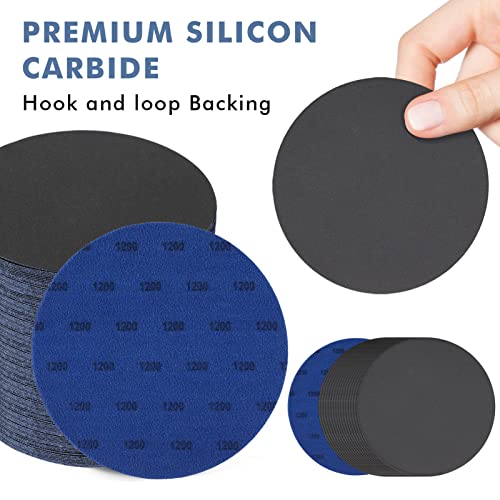 6 Inch 25 PCS 1200 Grit Sanding Disc Wet Dry Sandpaper Hook Loop Sand Paper - style: Grit 1200