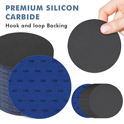 6 Inch 25 PCS 1200 Grit Sanding Disc Wet Dry Sandpaper Hook Loop Sand Paper - style: Grit 1200
