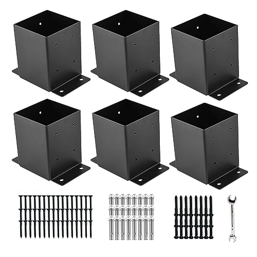 4"x4" Post Base 6PCS,Post Brackets(Inner Size 3.6"x3.6") - size: 4''X4''