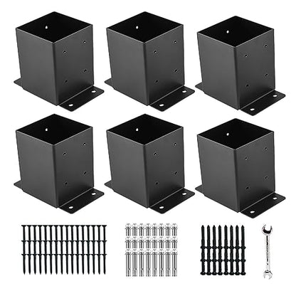 4"x4" Post Base 6PCS,Post Brackets(Inner Size 3.6"x3.6") - size: 4''X4''