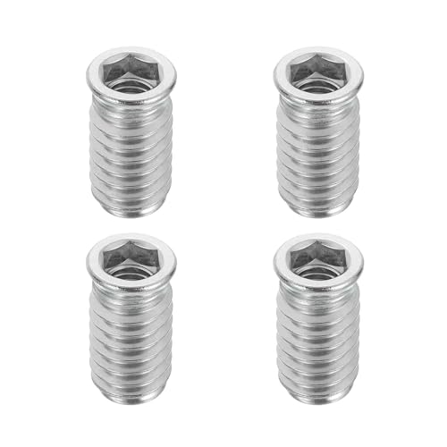 MECCANIXITY 4Pcs Threaded Inserts Nuts, M8x25mm Hex Socket Drive Nut Inserts for Wood - 304 Stainless Steel Screws Furniture Screw in Nuts Bolt Fastener Connector Wood - size: M8x25mm
