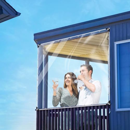 Clear Tarp with Grommets, 7x12ft Transparent Tarps Heavy Duty Waterproof - size: 7x12ft