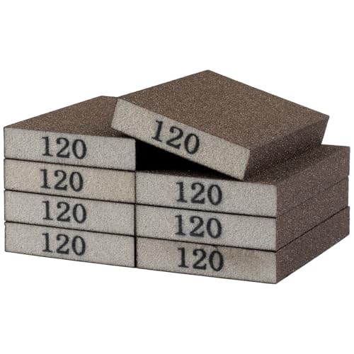8 Pack Sanding Sponge Block, Wet Dry Sandpaper Sand Paper for Drywall Wood - size: 120 Grit
