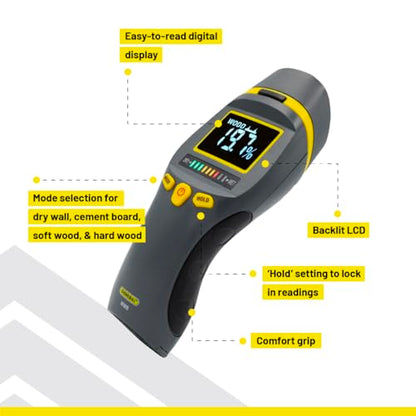 General Tools MM9 Moisture Meter for Wood, Walls & Drywall Detection - size: Pin & Pinless