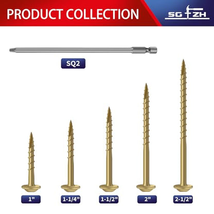 Pocket Hole Screws #8 x 2 Inch (108Pcs) 1lb. Carbon Steel, Tan, Washer Head, Coarse Thread, Square Drive,150MM Drive Bit Included - color: Tan, size: #8 x 2"