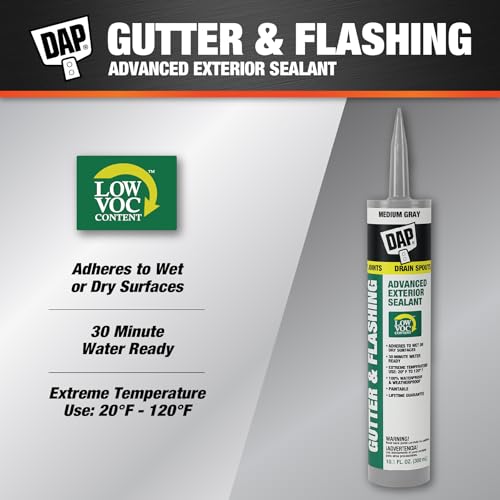 DAP Gutter & Flashing Advanced Exterior Sealant, Medium Gray, 10.1 Oz (7079801835)