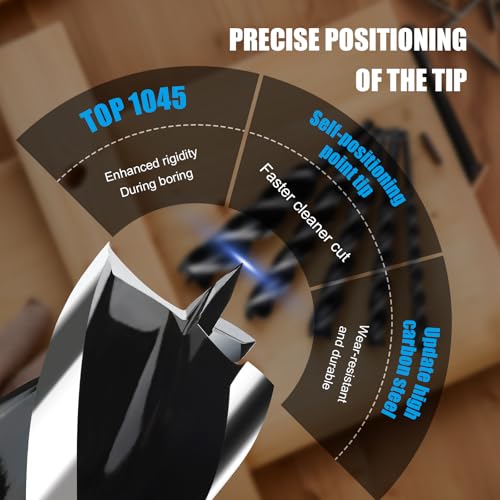 2PCS 3/8"x6" Auger Drill Bit for Wood,Hex Shank Tri Flute Drill Bit - size: 3/8"x6"(2pc)