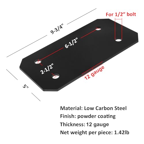 heneng 4 Pack Flat Mending Plate for 6x6 Wood Post,12 Gauge