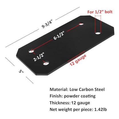 heneng 4 Pack Flat Mending Plate for 6x6 Wood Post,12 Gauge