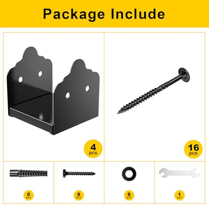 6x6 Post Base, 4Pcs Stainless Steel Adjustable Post Anchor Bracket - size: 6x6