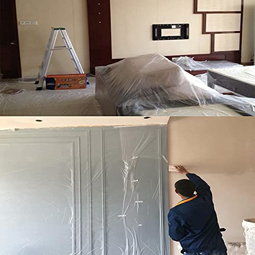 35 Pieces Plastic Drop Cloth, Multiple Waterproof Cloth Sheets for Painting, Dust-Proof and Rustproof, 35 Pieces 9x12 Feet Tarp, Furniture Cover - size: 35 Pieces