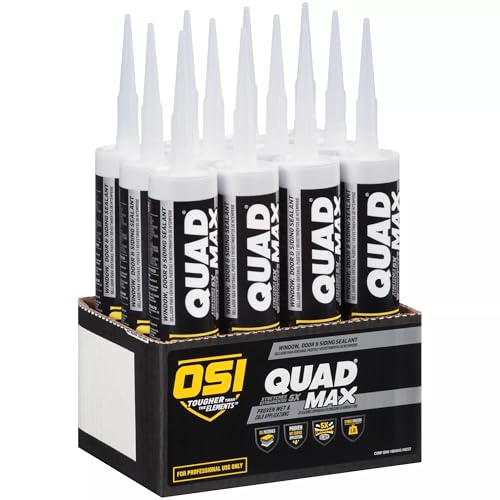 OSI Quad Max Window, Door and Siding Sealant, White, 9.5 fl oz Cartridge, 12 Pack - color: White