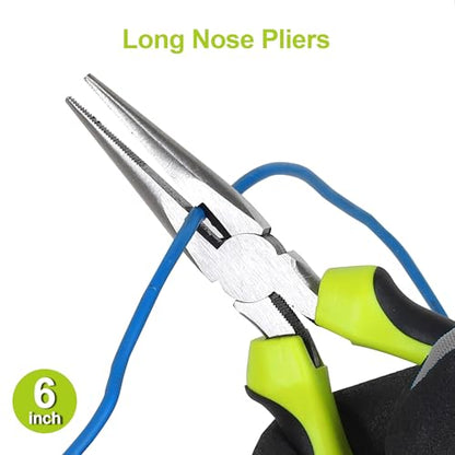 FASTPRO 5-Piece Pliers and Wrench Set with Storage Bag,Green - color: Green