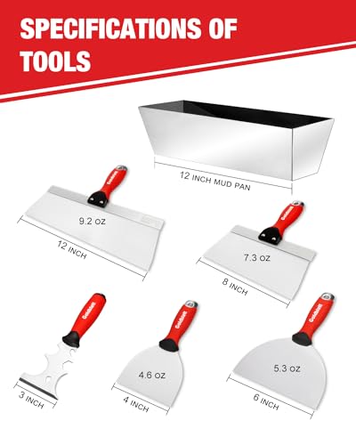 Goldblatt Drywall Hand Tool Kit, 6‑Piece Painter’s Tools