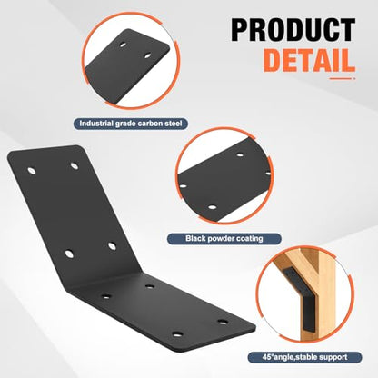 4Pcs Inside Mount 45-Degree Angle Bracket,5x5x3 Corner Brace Support - size: 5"x 5"x 3"