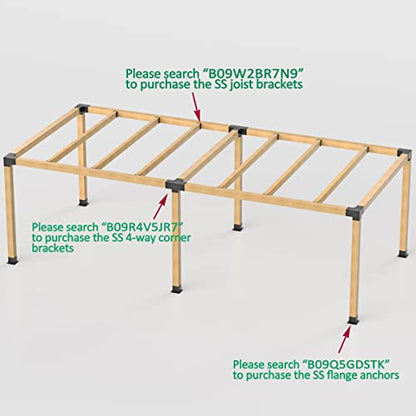 4PCS Pergola Brackets Stainless Steel 3-Way Right Angle Corner Pergola Bracket with Screws for 4x4 Inch(Actual: 3.5x3.5 Inch) Wood Beams，Pergola/Gazebo Kit