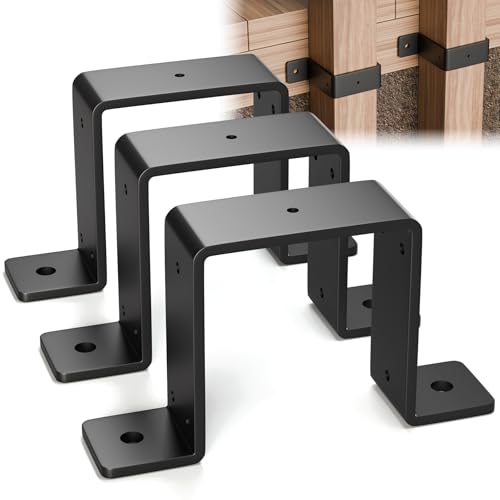 3 Pack 4x4 Strap Post Ties, Heavy Duty Post Brackets for Wood - color: Black 4”x4“ - 3 Pack