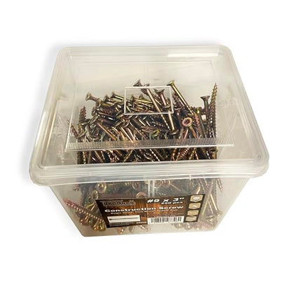 #9 x 3 Wood Construction Screws – Zinc Yellow Coated, Self-Drilling Point, Bugle Head, Torx Drive – Heavy-Duty Framing & Carpentry Screws – 250 Count - size: #9 x 3" (250 pcs)