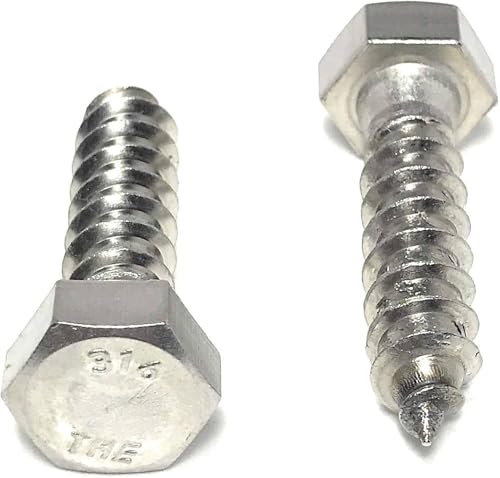 1/2" x 9" Hex Head Lag Screws, 316 Stainless, 50 Pack - size: 1/2" x 9" Long