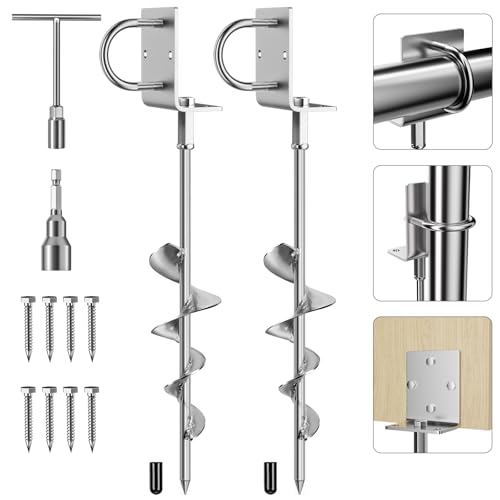 Phopich 16in Multi-Purpose Ground Anchors Screw in 2 Pack - color: 18in-2pcs