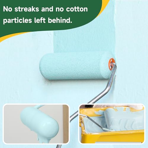 VOOMEY Mini Paint Roller Covers, 4 Inch High Density Foam Roller, 24 Pack - style: 4 inch 24 pack（white）