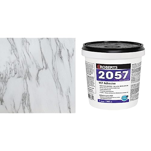 Nexus Self Adhesive 12-Inch Vinyl Floor Tiles, 20 Tiles - 12" x 12", Bianco Marble Pattern - Peel & Stick, DIY Flooring for Kitchen, Dining Room, Bedrooms & Bathrooms by Achim Home Decor and ROBERTS 2057-0 Adheres Vinyl-Composition and Vinyl-Asphalt Struc