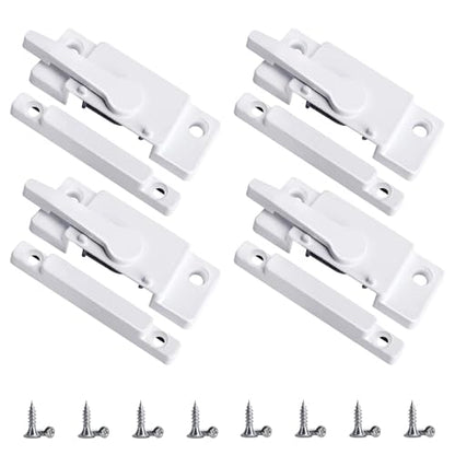 4 Pack Sliding Window Sash Locks for Single-Hung and Double-Hung Windows - color: White-4Set