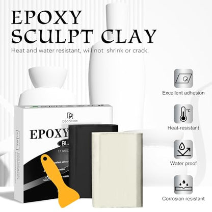 Epoxy Putty - 8oz / 227g Pool Putty, 2 in 1 Underwater or Above Fast Repair, Fix Leaks, Cracks, Filling, Sculpting - 2 Part Epoxy Sculpt Clay for Metal, Tile, Concrete, Plastic, Ceramics (Black) - color: Black