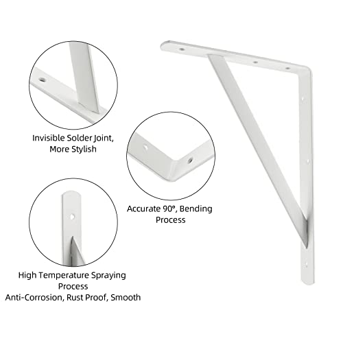HOME MASTER HARDWARE Heavy Duty Shelf Brackets, 12x8 Inch, White 2 Pack - color: White, size: 12 inch x 8 inch-2pcs
