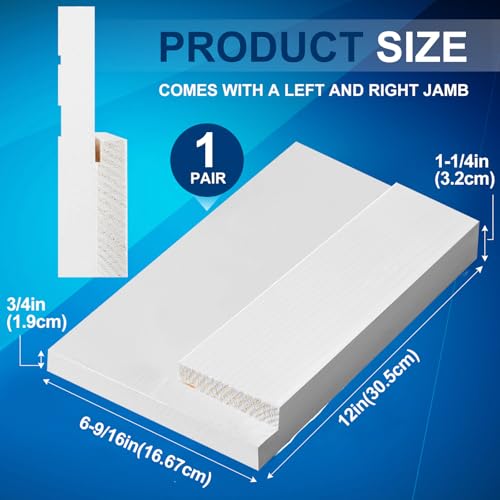 CroBlissful 1 Set 12 Inch L X 6-9/16 Inch W X 1-1/4 T Exterior Door Jamb Repair Kit, Jamb Paintable Wood Rotted Door Frame Repair Kit for Exterior Frame - size: 12 Inch L X 6-9/16 Inch W X 1-1/4 T