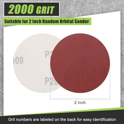 DTGN 2In 2000Grit Hook and Loop Sanding Disc 10Pcs Red Aluminum Oxide - color: Red, size: 2 Inch(2000 Grit)