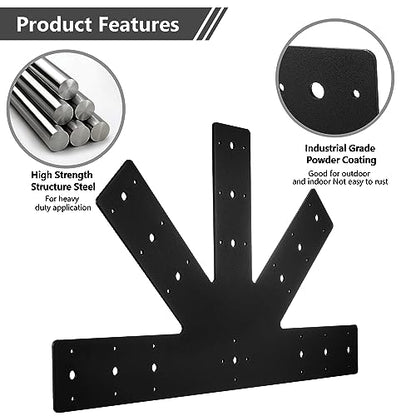 Sihnman 24.0"x13.5" Powder Coated 12 Pitch Gable Plate (1 pc). Heavy Duty 3mm Structure Steel for Decorative Gable Plate, Cedar Gable Bracket, Steel Truss Base Fan for Truss Roof Plate, Pergola Plate.