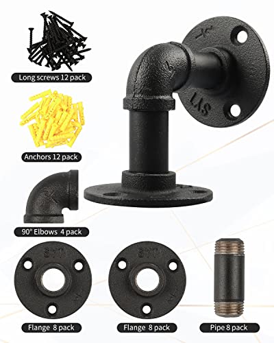 MUZIK 4Pcs 4"×4" L Pipe Shelf Bracket, Heavy Duty Wall Mount, DIY Shelving - size: 4*4 Inch, style: 4 Pack