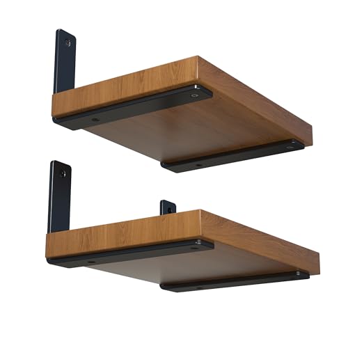 NEODROP 4-Pack 10 Inch Heavy Duty Shelf Brackets, Premium Floating L Bracket for Wall, Kitchen, Mantel Shelves Support | Quarter Inch (1/4") Thick | Black Powder Coated Steel - size: 10 Inch, style: 4 Pack