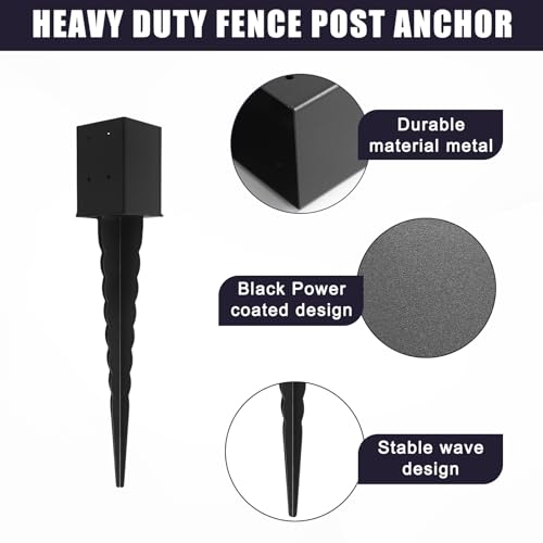 1Pcs 24"Fence Post Anchor Ground Spike| Black Powder-Coated| 4"x4" - size: 24"