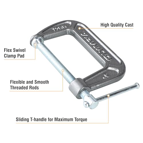 Olympia Tools C-Clamp, 38-130, (3" X 2") - size: 3-Inch x 2-Inch