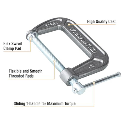 Olympia Tools Heavy Duty Cast Iron C-Clamps with 3-Inch Jaw Opening and 2-Inch Throat, 3 Pack - size: 3inch, style: 3pc 3"