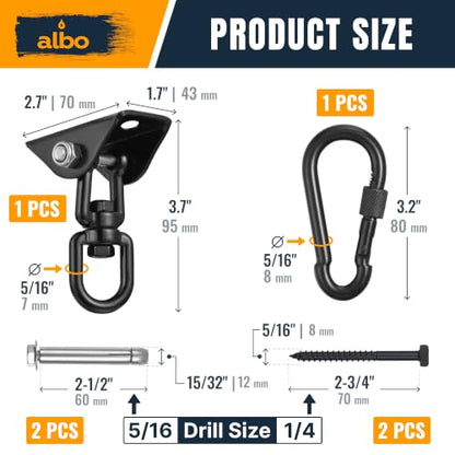 Albo Heavy Duty Ceiling Swing Hangers 2650LBS - color: Black, size: 1 Piece
