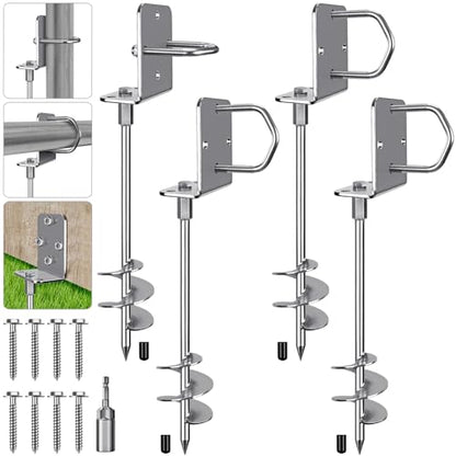 18" Screw In Ground Anchors, Heavy Duty Anchor Kit, 4 Pack - color: 18" – 4 Pack