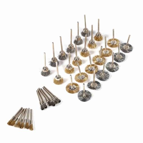 36Pcs Wire Brush Set, Brass and Steel Material for Rust Removal and Polishing, with 18 Copper and 18 Steel Wire Brushes for Wood and Metal