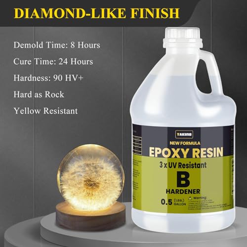 TAKIMO 1 Gal 3X UV Resistant Crystal Clear Epoxy Resin Kit, 1:1 High Gloss - size: 128 Fluid Ounces