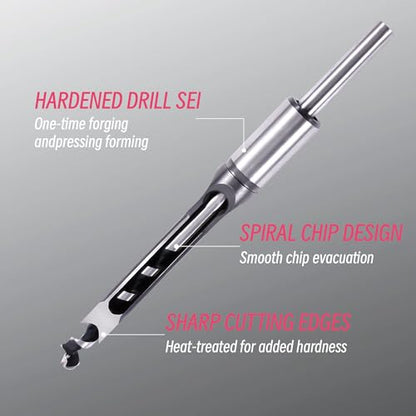 3/8" Square Hole Mortising Chisel Bit High-Carbon Steel - size: 3/8inch（9.5mm）