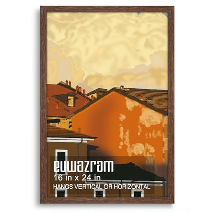 Solid Wood 16x24 Frame - Single Frame, Rustic Walnut 16 x 24 Poster Frame for Artwork, Puzzles, Photos and Movie Posters Picture Frames - size: 16" x 24"