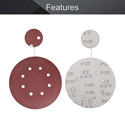 Utoolmart 7 Inch 8 Hole Hook & Loop Discs 120 Grit 10Pcs - size: 120 Grit