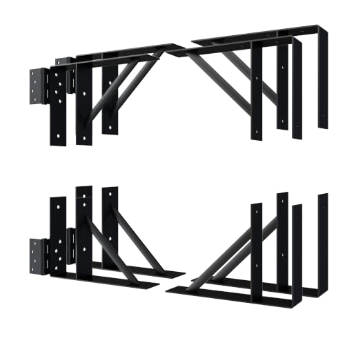 JUBEST 2 Pcs Heavy Duty Gate Bracket Kit for Wood Fence Gates, Black - size: 2 Pcs